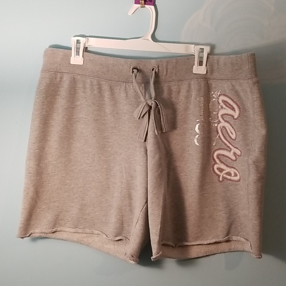 Aeropostale long gray and pink logo shorts XL